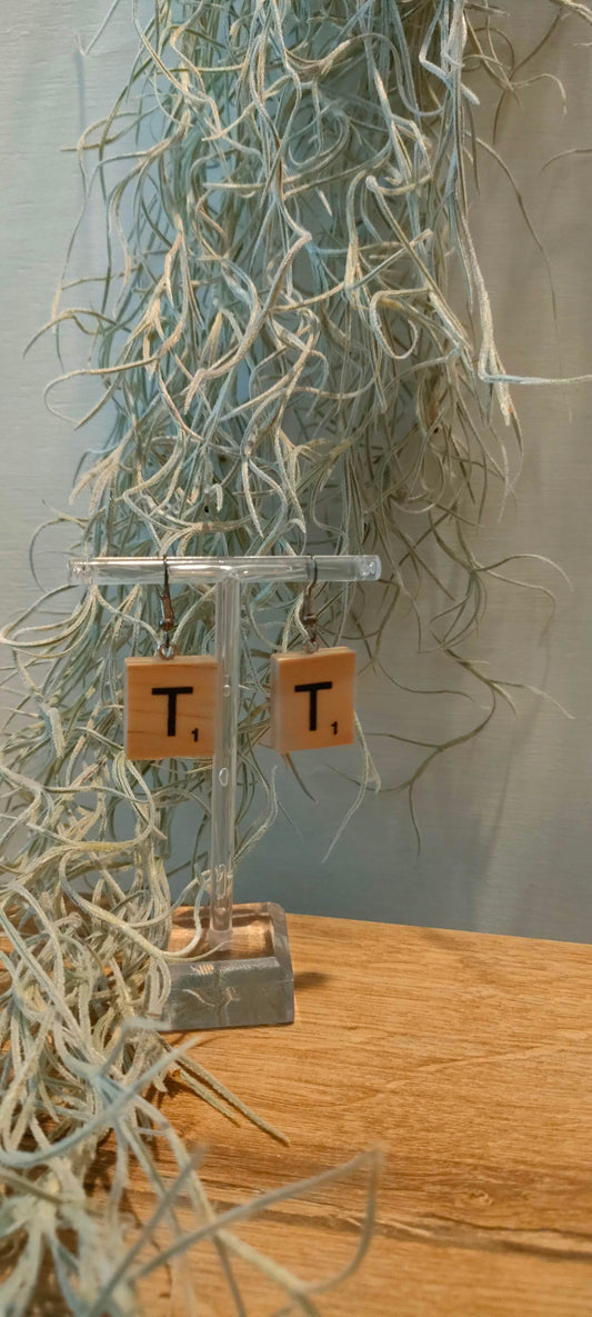 Novelty scrabble earrings