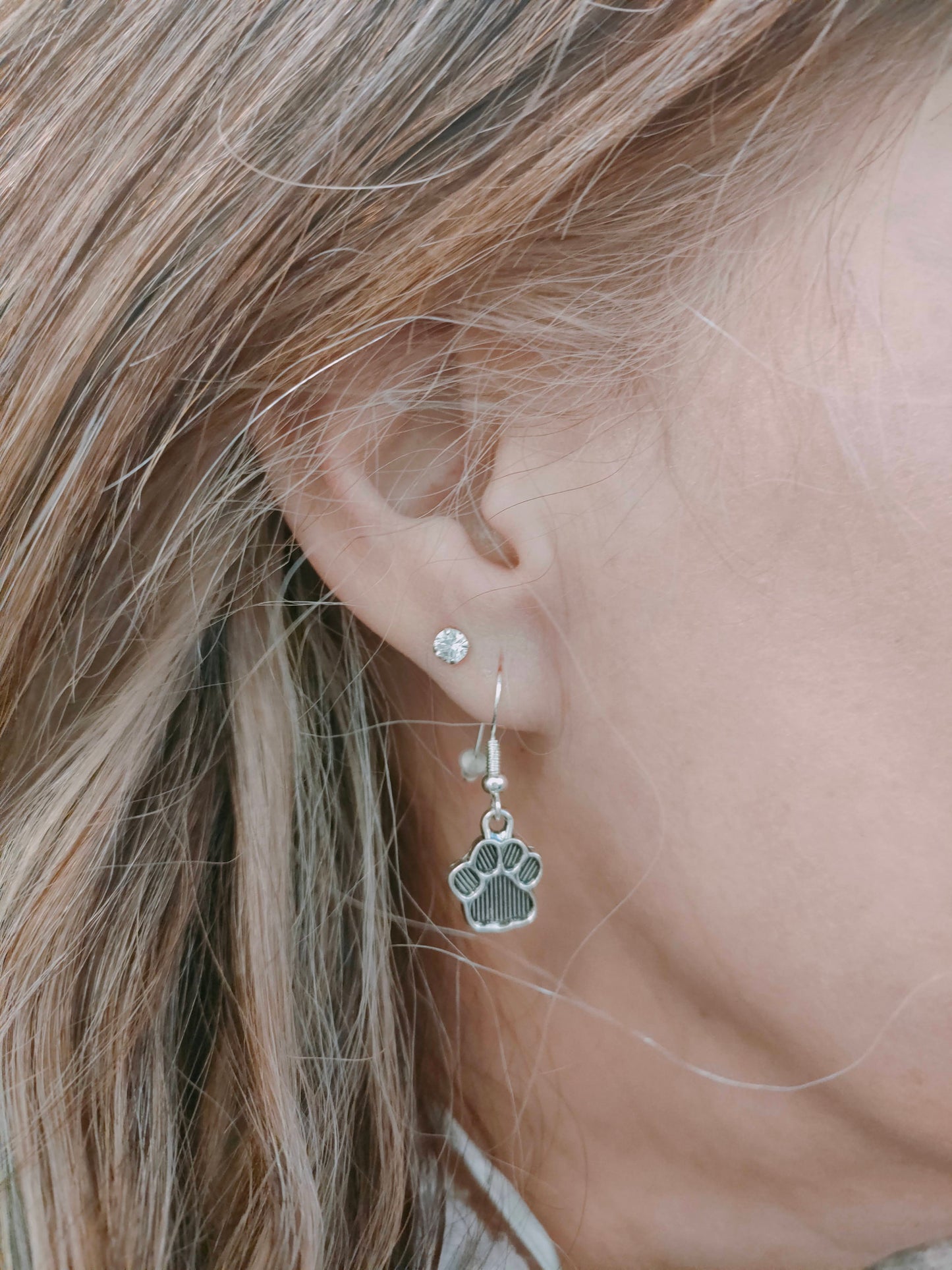 Silver Paw Earrings #144